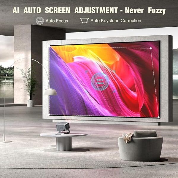 AI Auto Focus 4K Projector with Screen; WiFi and Bluetooth; 3D Stereo Sound - Image 2