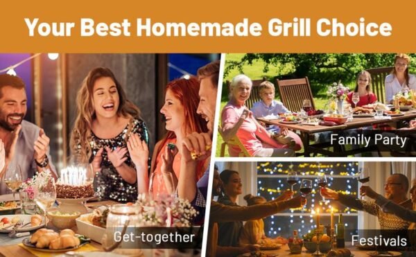 Electric Indoor Grill,2 in 1 Indoor Grills for Kitchen with Grill Net & Non-Stick Cooking Removable Plate, Temperature Control, Dishwasher Safe, 1500W Smokeless Grill - Image 4