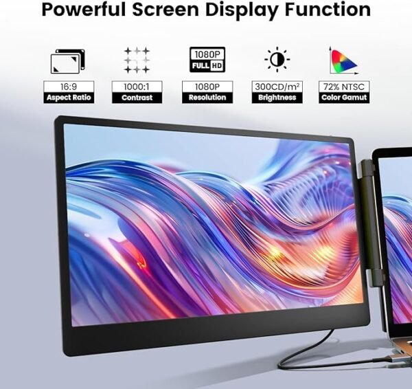 Triple Portable Screen Extender Monitor, For Laptop/Tablet/Phone ; 14.1 in., Fits 13-in to 17.3-in Laptops; For Windows/Chrome/Mac/Switch/PS5 - Image 5