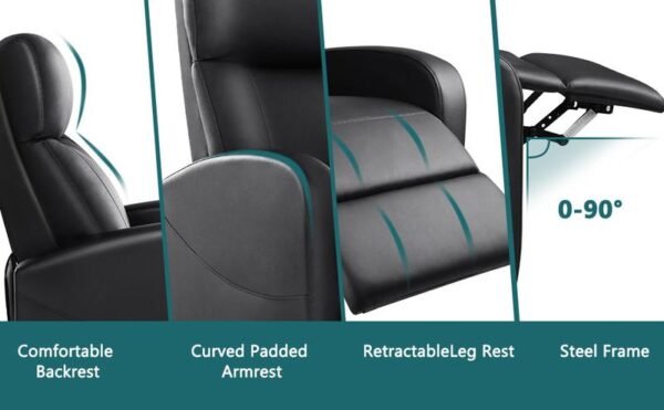 Recliner Chair for Adults, Massage Reclining Chair for Living Room, Adjustable Modern Recliners Chair, Home Theater Seating Single Sofa Recliner with Padded Seat Backrest - Image 3