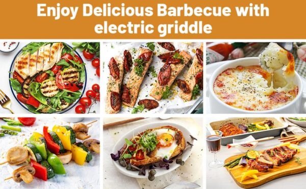 Electric Indoor Grill,2 in 1 Indoor Grills for Kitchen with Grill Net & Non-Stick Cooking Removable Plate, Temperature Control, Dishwasher Safe, 1500W Smokeless Grill - Image 2